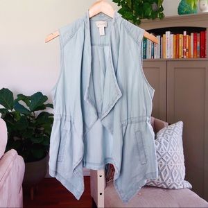 Chambray Drape-Front Vest